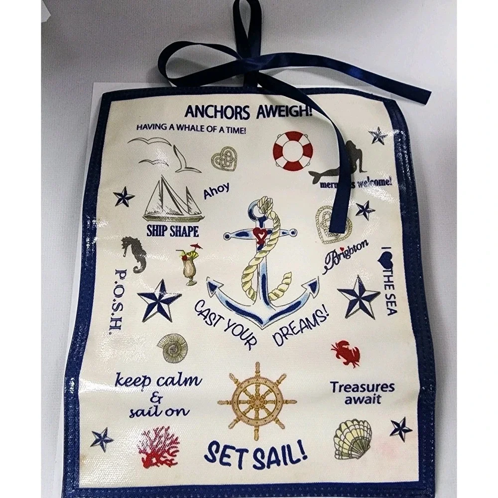 Brighton Nautical Travel Jewelry Roll Blue Velvet Lined Zippered Compartments
